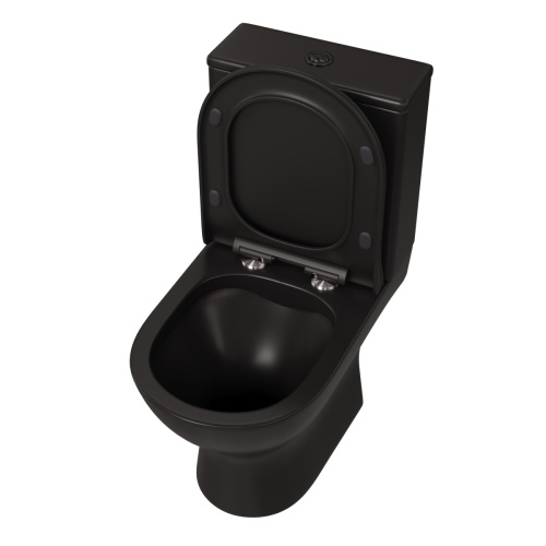 Унитаз напольный с бачком Taliente Arte AR35045 Nero черный матовый с сиденьем безободковый душевой смыв - фото 2